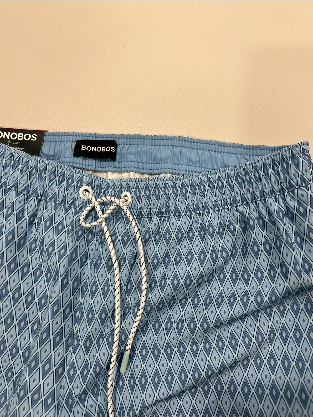 Bonobos Mens Swim Short 7 Inch Inseam Light Blue Diamond 1909795 M - Picture 2 of 4